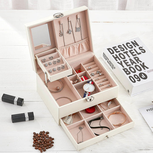Caja Joyero de Cuero PU con Bordados y Gran Capacidad - Image 4