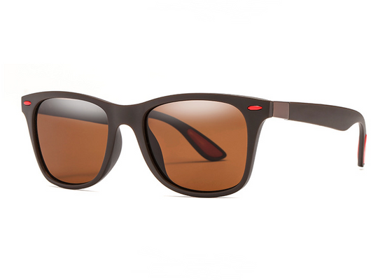Black Wayfarer-style men's polarized sunglasses with dark gray lenses and a subtle silver accent on the temples. - Image 12