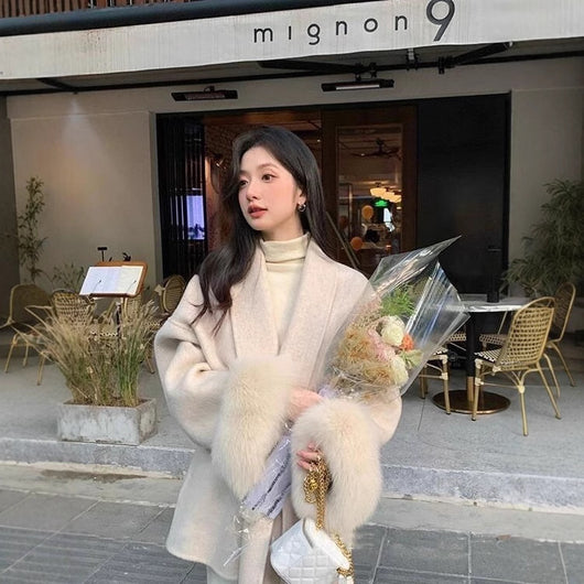 Abrigo Reversible de Lana Midi con Estilo Elegante para Mujer