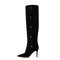 Botas Altas Negras de Tacón Fino Punta Afilada