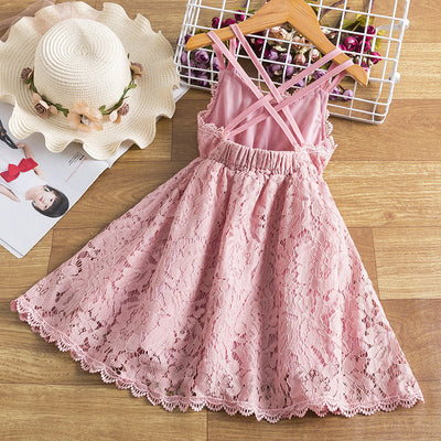 Vestido Infantil con Encaje Bordado, Tirantes y Espalda Decorativa - Image 15