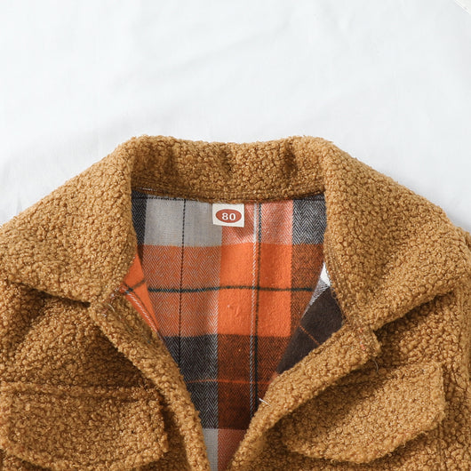 Abrigo Reversible de Cuadros con Forro Polar Otoño - Image 7