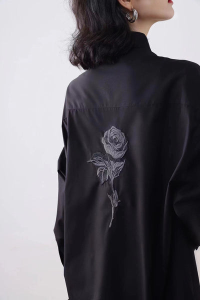 Blusa Larga Bordada con Rosas Vintage para Mujer - Image 6