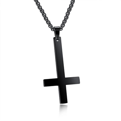 Collar de Cruz Invertida de Acero Inoxidable para Hombre - Image 3