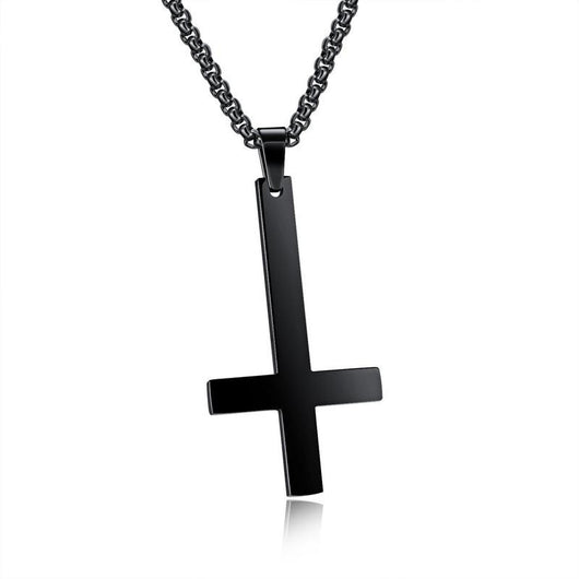 Collar de Cruz Invertida de Acero Inoxidable para Hombre - Image 3