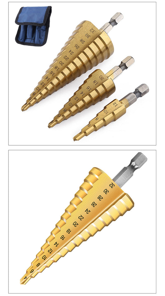 Set de 3 Brocas Escalonadas con Ranuras Rectas para Perforación Profesional - Image 17