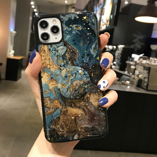 Funda para móvil con diseño mármol y soporte integrado - Image 5
