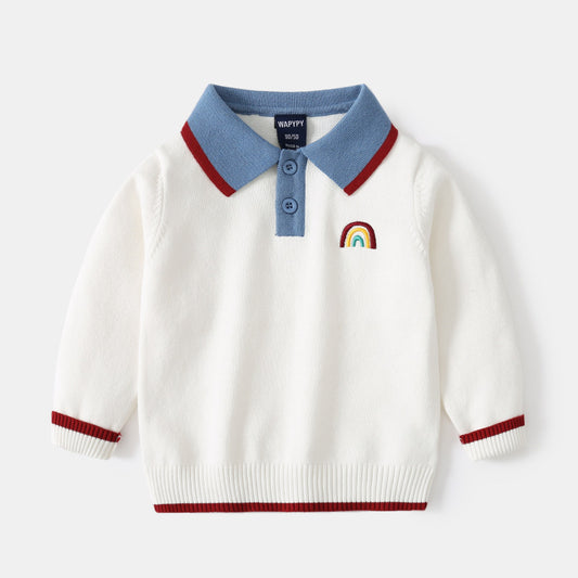 Suéter Infantil con Solapa y Bordado Elegante - Image 2