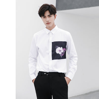 Camisa de Manga Larga con Cuello Cuadrado y Estampado Floral