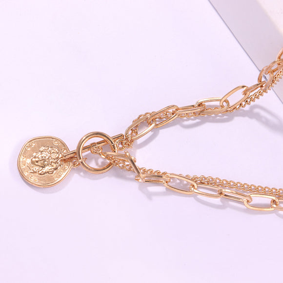 Collar Colgante Doble Cadena Elegante para Mujer