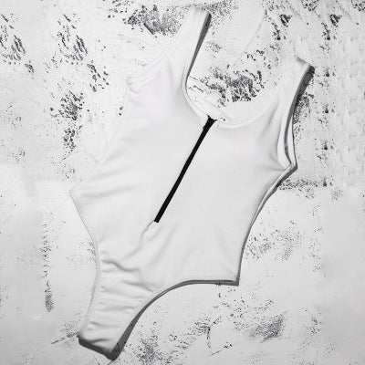 Traje de Baño Sexy con Cierre y Costuras en Contraste - Image 6