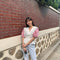 Blusa de Bloques de Color con Mangas Abullonadas