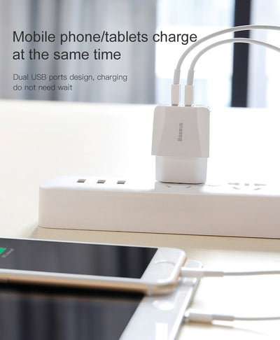 Cargador Dual USB Baseus Mini Compacto - Adaptador de Viaje EU para iPhone y Android - Image 3