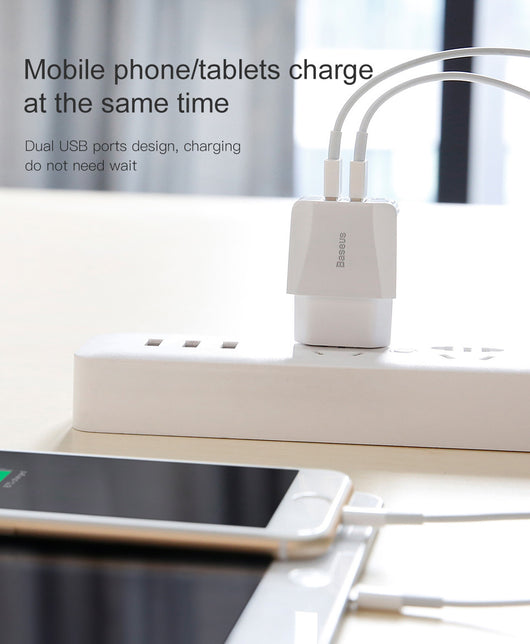 Cargador Dual USB Baseus Mini Compacto - Adaptador de Viaje EU para iPhone y Android - Image 3