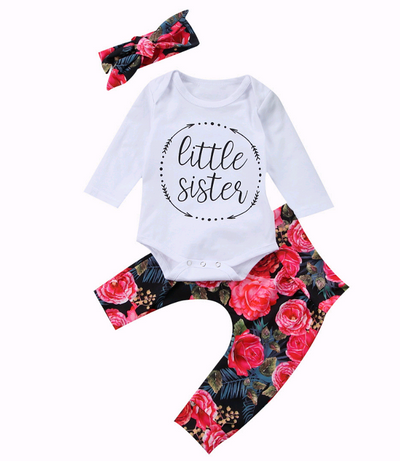 Conjunto de 3 Piezas Otoñal para Niña - Algodón con Manga Larga y Diadema