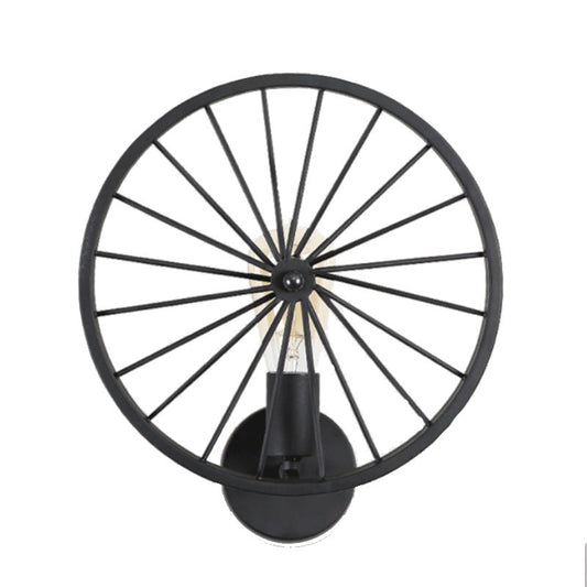 Lámpara de Pared Industrial Estilo Retro con Rueda de Hierro Forjado