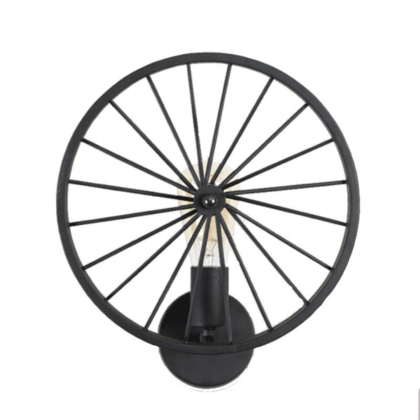 Lámpara de Pared Industrial Estilo Retro con Rueda de Hierro Forjado