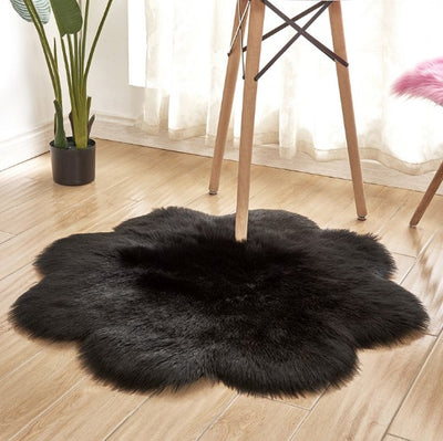 Alfombra de Lana Artificial con Forma Floral – Tapete Suave de Piel Sintética - Image 15