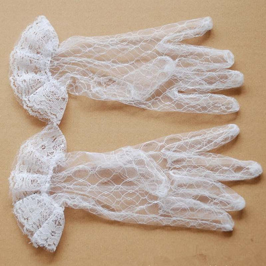 Guantes de encaje cortos con dedos para novia - Image 2