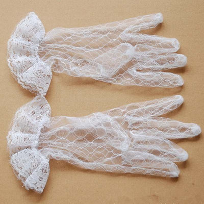 Guantes de encaje cortos con dedos para novia - Image 2