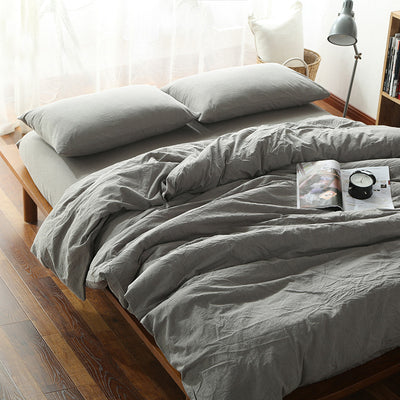 Juego de Cama 4 Piezas Algodón Teñido Lavado Estilo Minimalista Japonés - Image 12