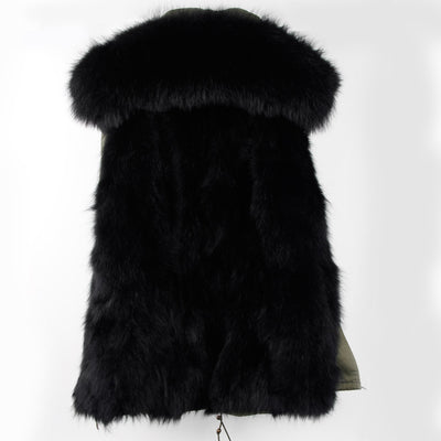 Abrigo Parka con Cuello de Piel de Mapache Oversized - Image 3