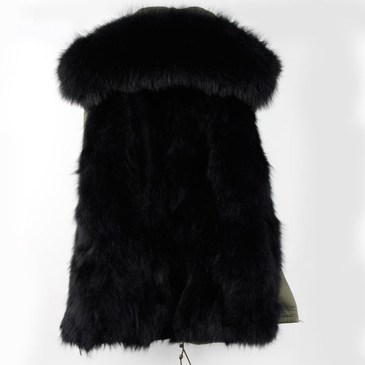 Abrigo Parka con Cuello de Piel de Mapache Oversized - Image 3