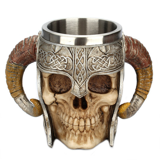 Taza de Café Calavera con Cuernos de Acero Inoxidable
