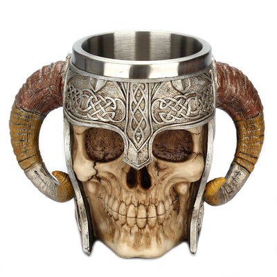 Taza de Café Calavera con Cuernos de Acero Inoxidable