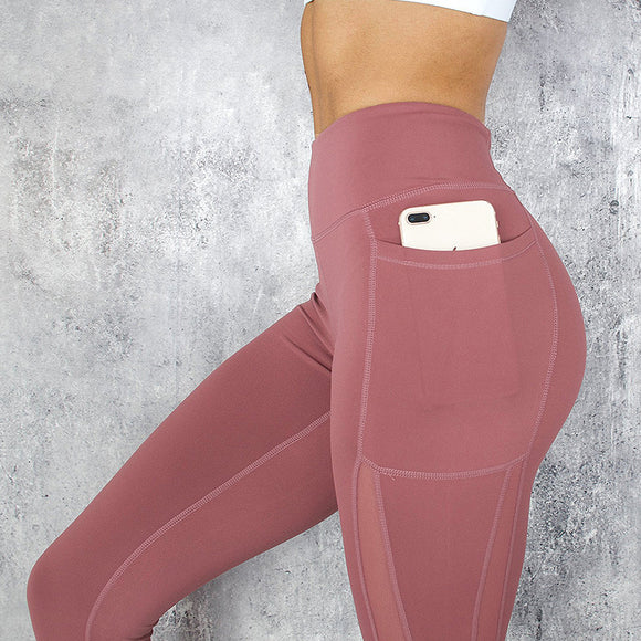Pantalones de Yoga con Bolsillos Laterales de Malla