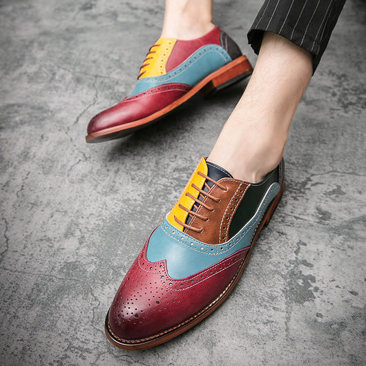 Zapatos Brogues Estilo Británico con Cordones y Detalles en Contraste para Hombre - Image 8