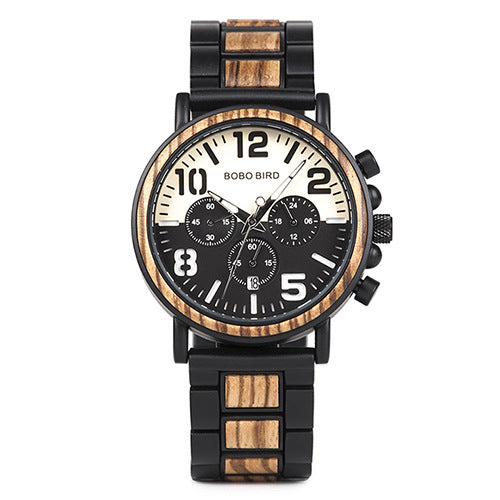 Reloj Multifunción de Madera y Cuarzo para Hombre - Image 5