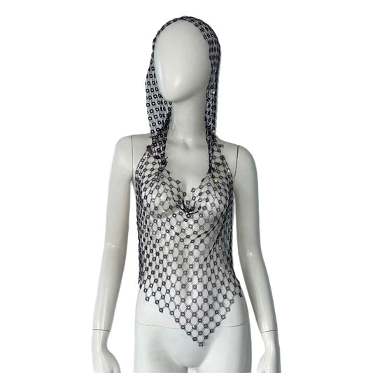 Camiseta de Malla Hueca con Strass Brillante - Image 2
