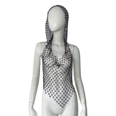 Camiseta de Malla Hueca con Strass Brillante - Image 2