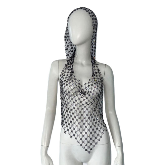 Camiseta de Malla Hueca con Strass Brillante - Image 2