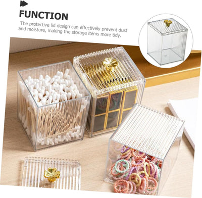 Organizador de Algodones con Tapa - Caja de Almacenamiento Acrílico para Escritorio - Image 7