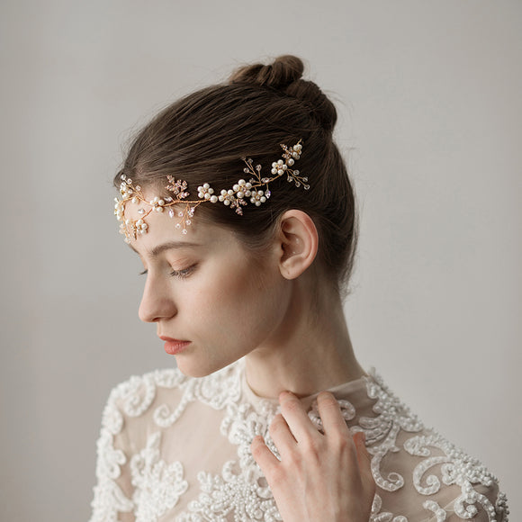 Diadema de Flores de Perla para Novia