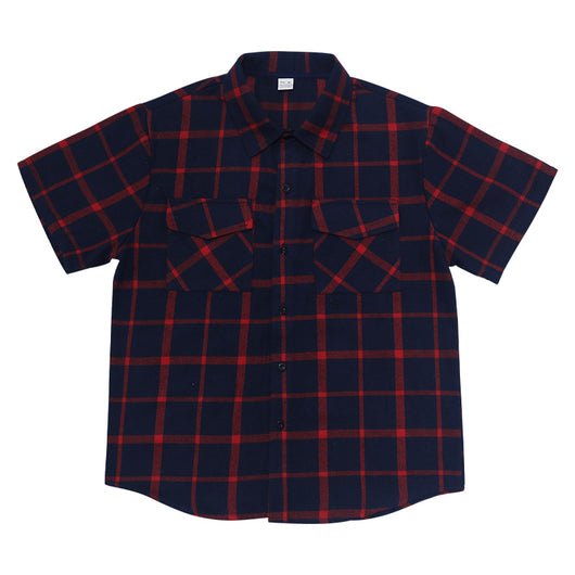 Camisa Casual de Cuadros Patchwork con Botones y Manga Corta - Image 9