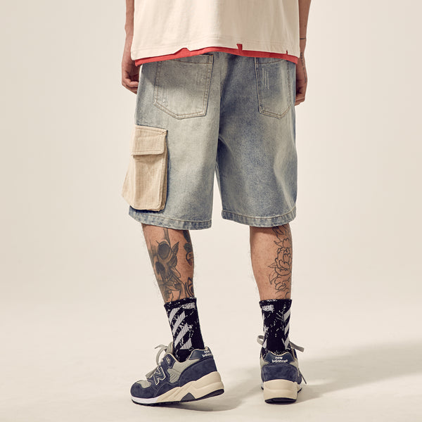Shorts de Mezclilla Holgados con Costuras Desgastadas