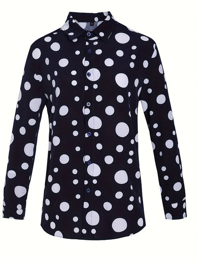 Camisa Casual de Manga Larga con Estampado de Lunares para Adolescentes y Hombres - Image 2