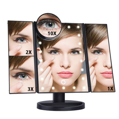 Espejo de Maquillaje Plegable Tri-Lateral con Luz LED Integrada - Image 4