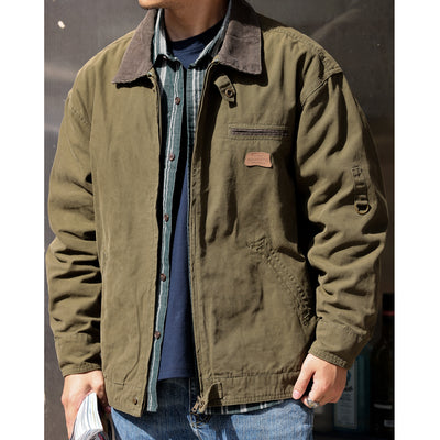 Chaqueta Retro de Lona Pesada con Solapa - Abrigo Clásico para Otoño - Image 4