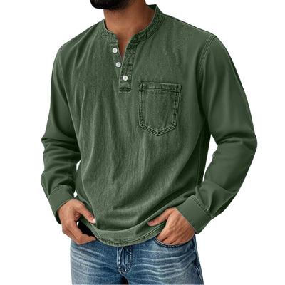 Playera de Manga Larga con Botones para Hombre Joven
