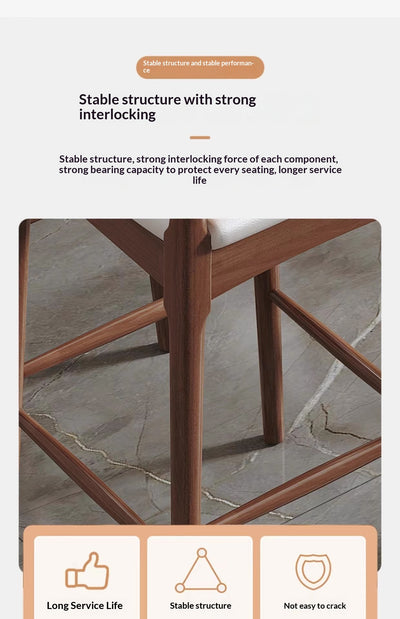 Taburete Minimalista Nórdico en Madera Maciza con Detalles en Cuerno - Image 16