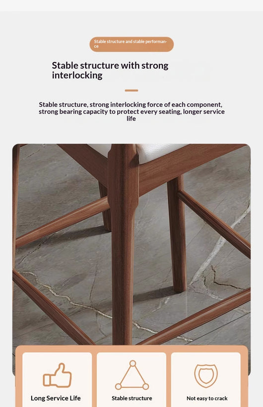 Taburete Minimalista Nórdico en Madera Maciza con Detalles en Cuerno - Image 16