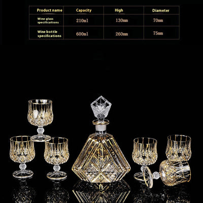 Juego de Copas de Cristal para Whisky y Vino con Detalles Dorados - Image 7
