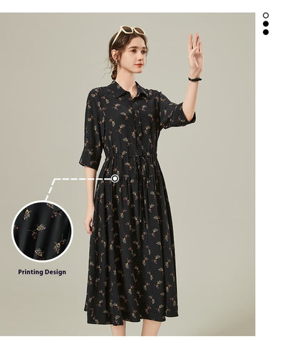 Vestido Camisero de Seda Floral Largo - Image 10