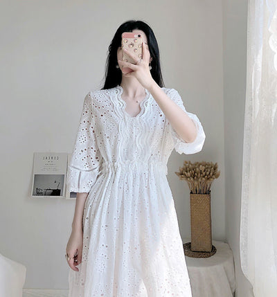 Vestido Elegante Slim con Encaje Bordado para Mujer - Image 9