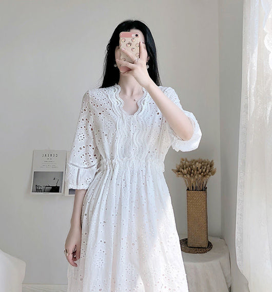 Vestido Elegante Slim con Encaje Bordado para Mujer - Image 9