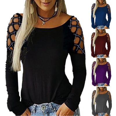 Blusa Cuello Redondo con Strass Calado